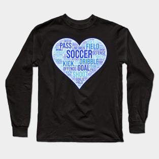 Soccer Heart Blue Long Sleeve T-Shirt